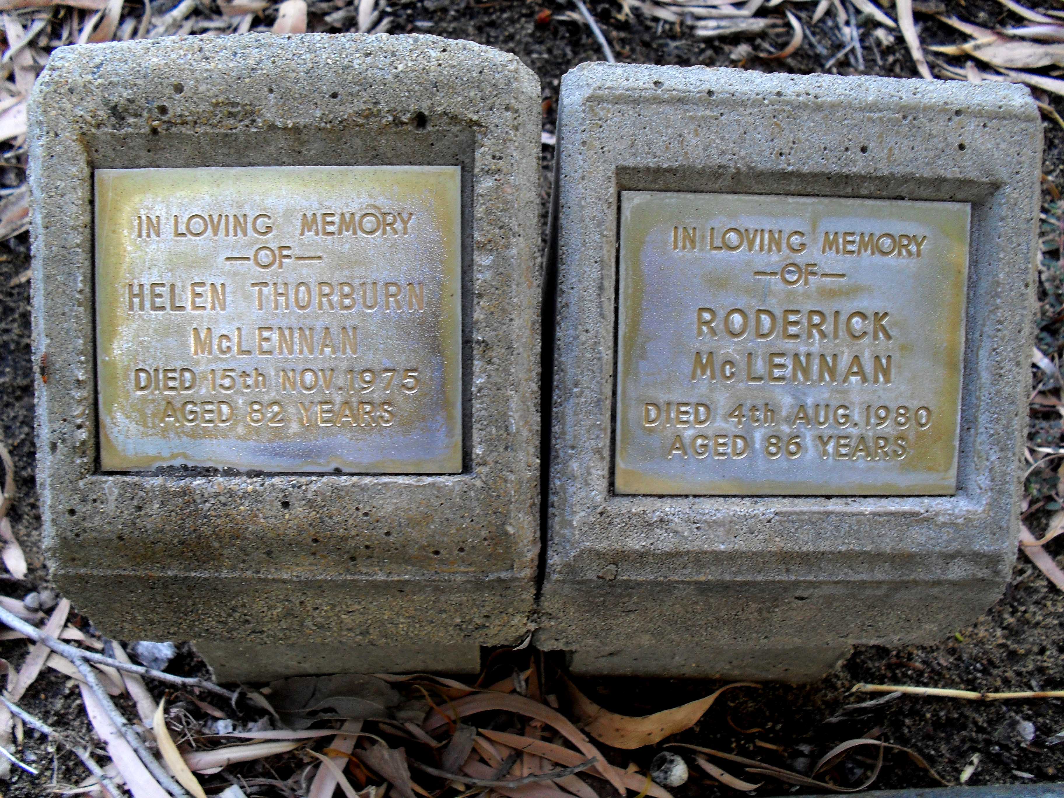 Photo of headstones/Roderick McLennan d1980 hdstn Karrakatta